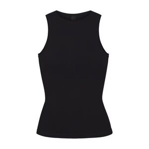 skims nwt outdoor mock neck racerback tank top in onyx (black)